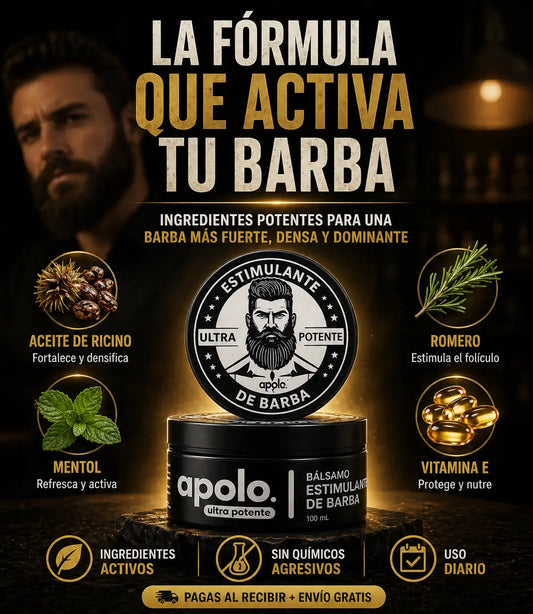 Bálsamo Apolo Ultra Potente – Estimulante de Barba para Densidad Total