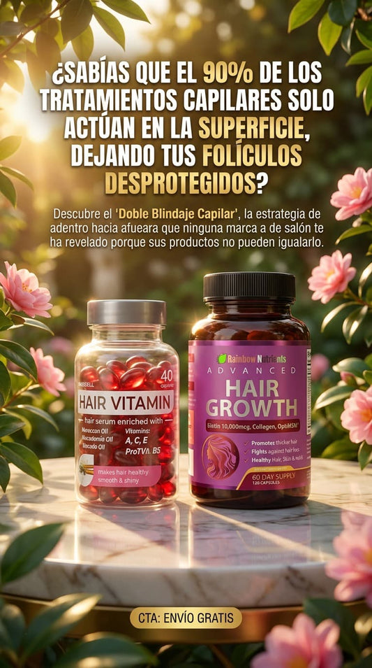 Combo Crecimiento Capilar Mujer – Vitaminas + Biotina para Cabello Fuerte y Brillante